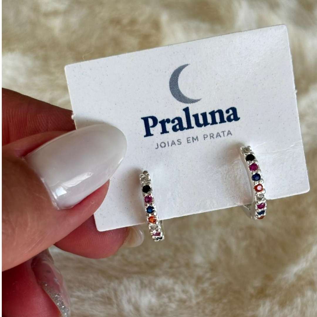 Argola Cravejada Rainbow