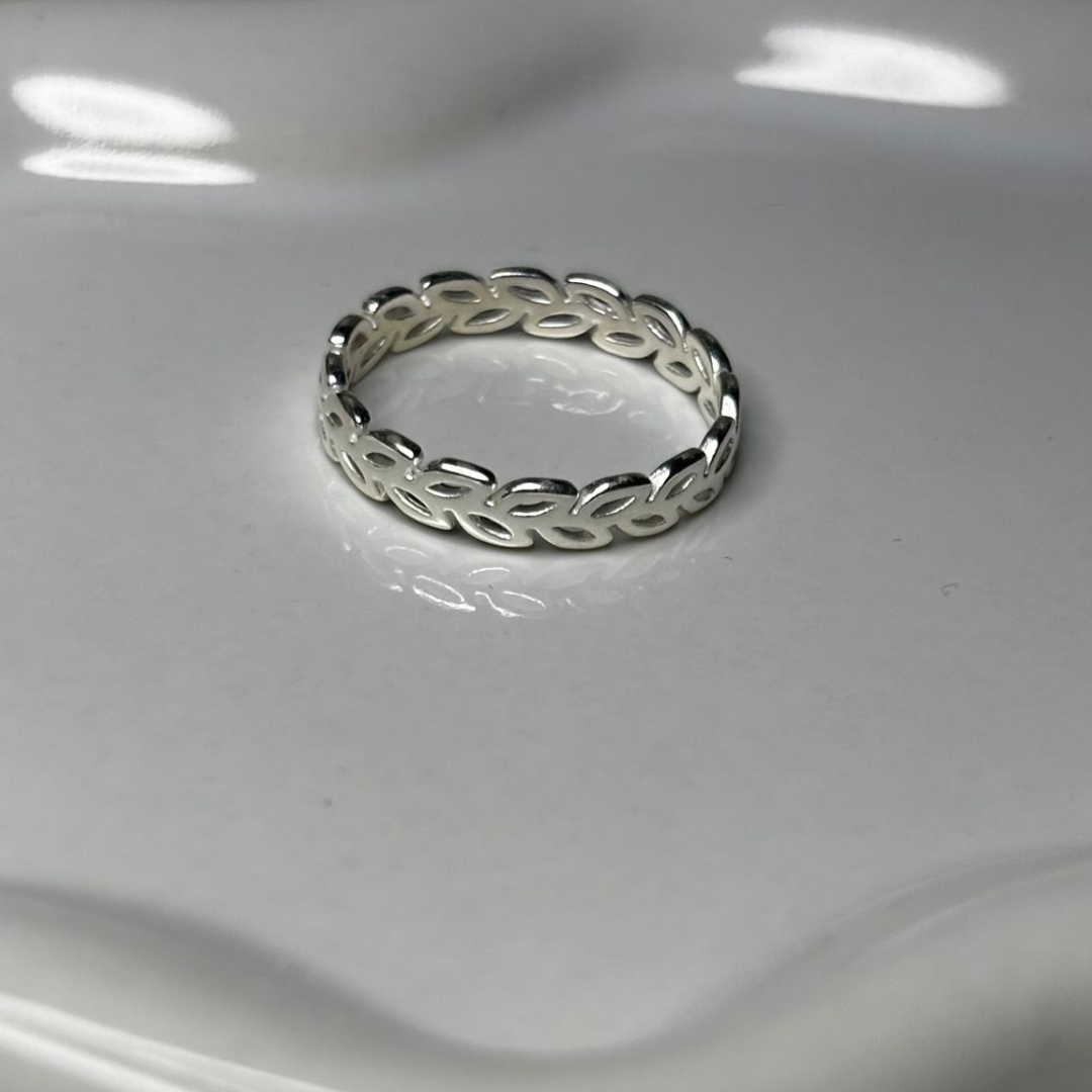 Anel Folhas de Prata